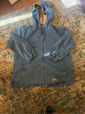 Vintage Longaberger Blue Denim Hooded Jacket with Sherpa Lining